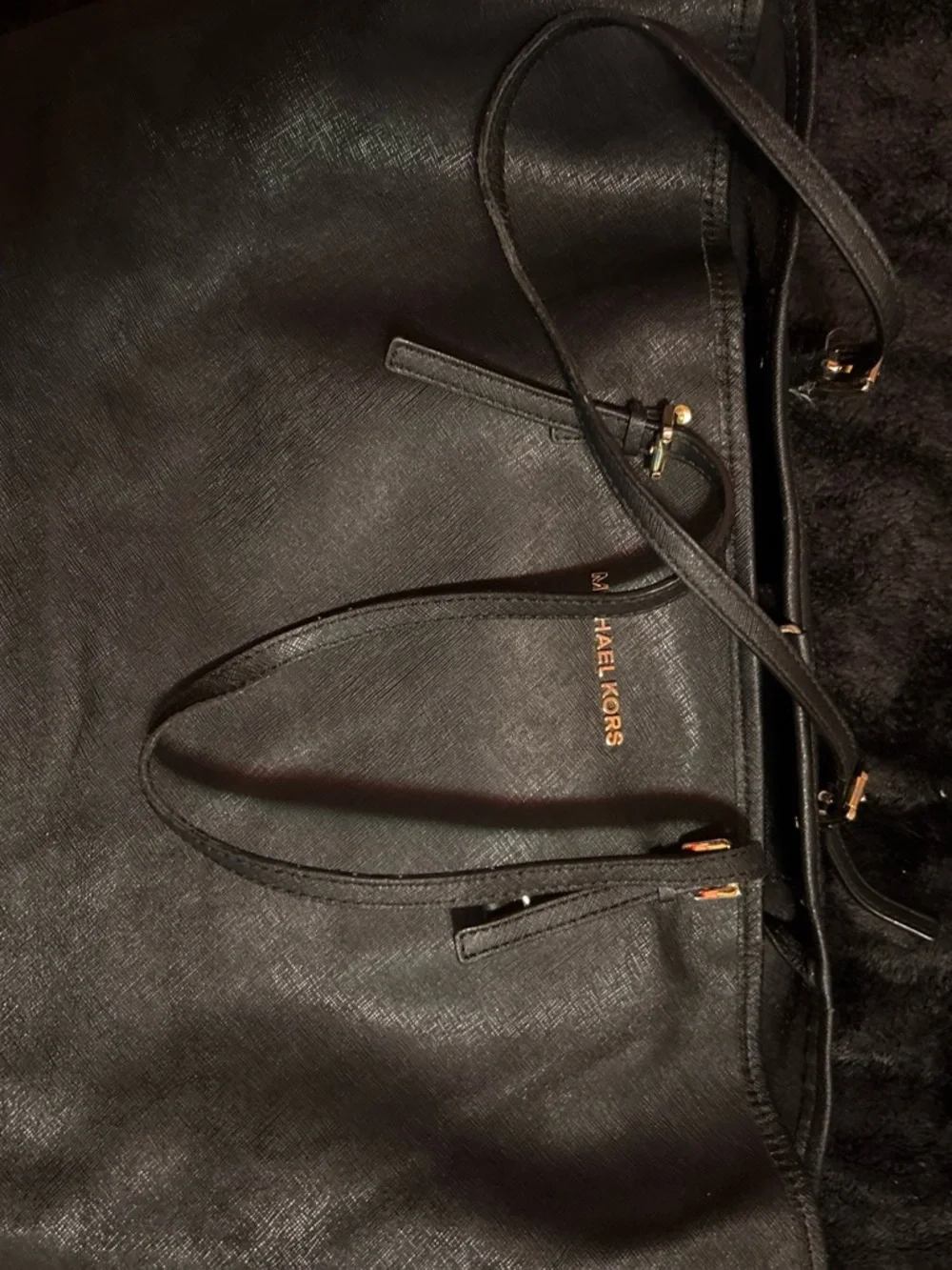 Michael Kors Black Tote with Gold Hardware